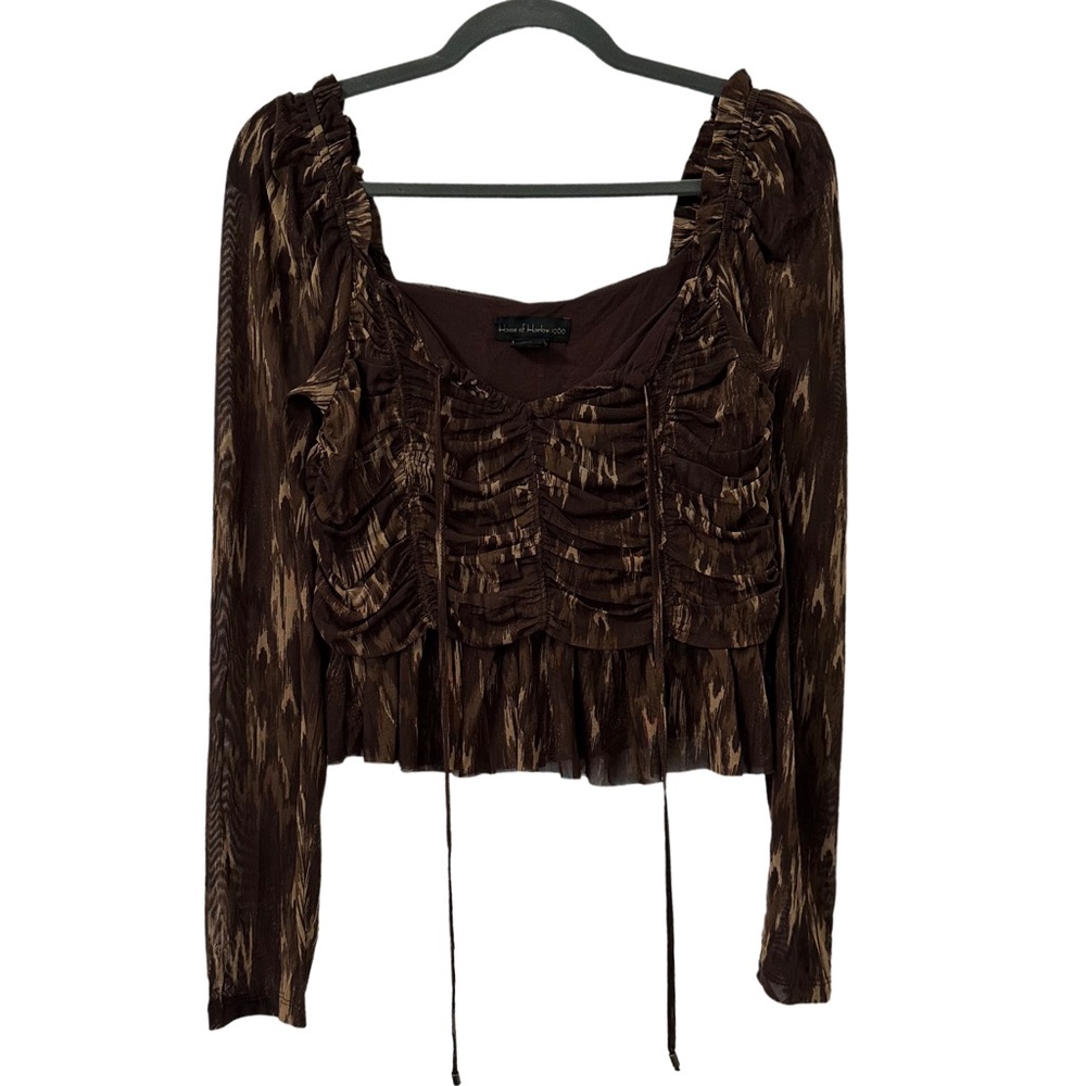 House of Harlow 1960 Women’s‎ Wear It Three Ways Sheer Sleeve Crop Top Size M